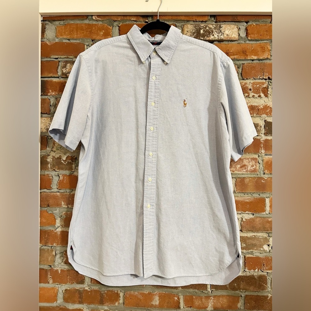 Ralph Lauren Classic-Fit Button-Front Solid Chambray Shirt Size XL